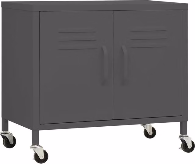 Mobile contenitore mobile con ripiano regolabile 60 x 35 x 56 cm acciaio antracite 02_0046900