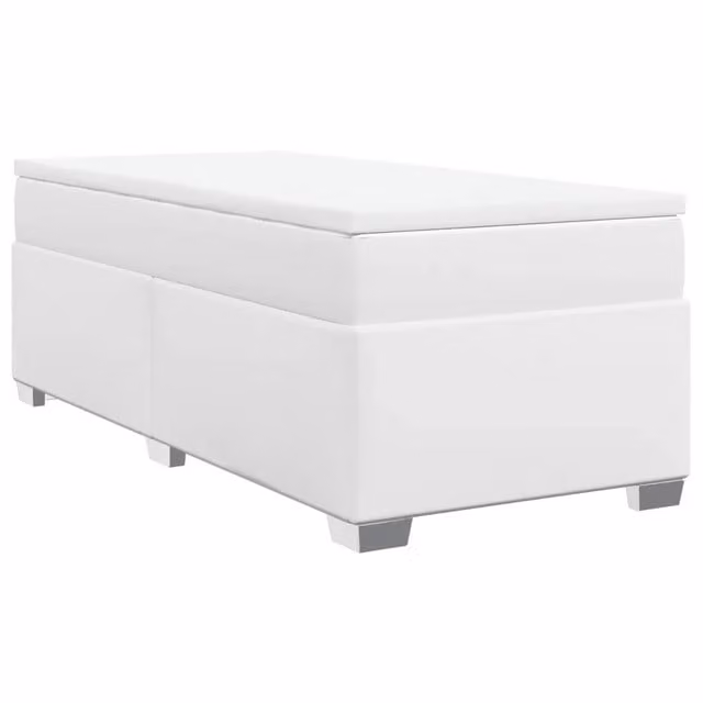 Letto singolo | Letto per adulti | Giroletto a Molle con Materasso Bianco 90x190 cm in Similpelle