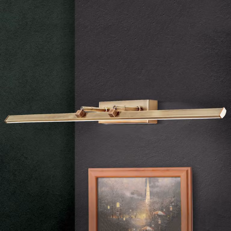 ORION Lampada per quadri LED Suren ottone antico, 79,5cm, Bronzo / Ottone antico, Soggiorno / Sala da pranzo, Metallo, Applique