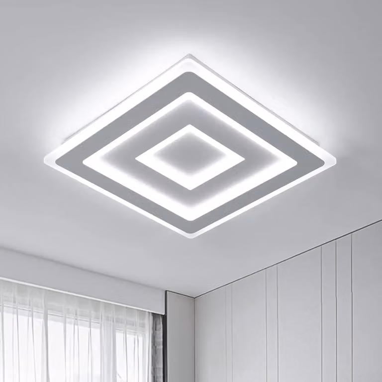 Pannello LED A6413 - Design quadrato moderno - 42 W - Acrilico - Luce bianca fredda - Non dimmerabile - Bianco