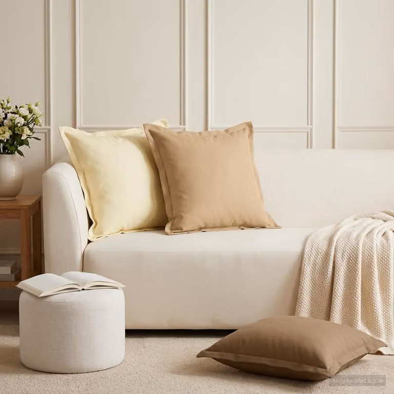 Set di 12 federe quadrate vidaXL HOUTEN in poliestere, colore beige, 50 x 50 cm