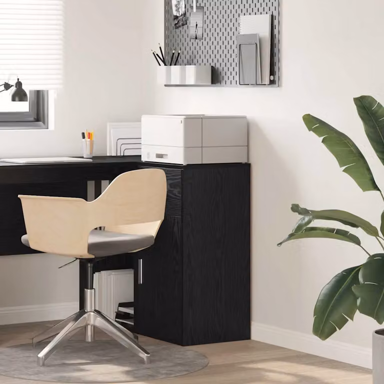 vidaXL Credenza moderna con cassetto in Rovere e Nero, L 38 cm x P 34 cm x H 75 cm