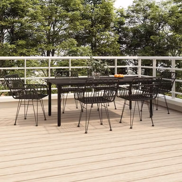 Maison Exclusive - Set da pranzo da giardino 7 pezzi in polyrattan nero