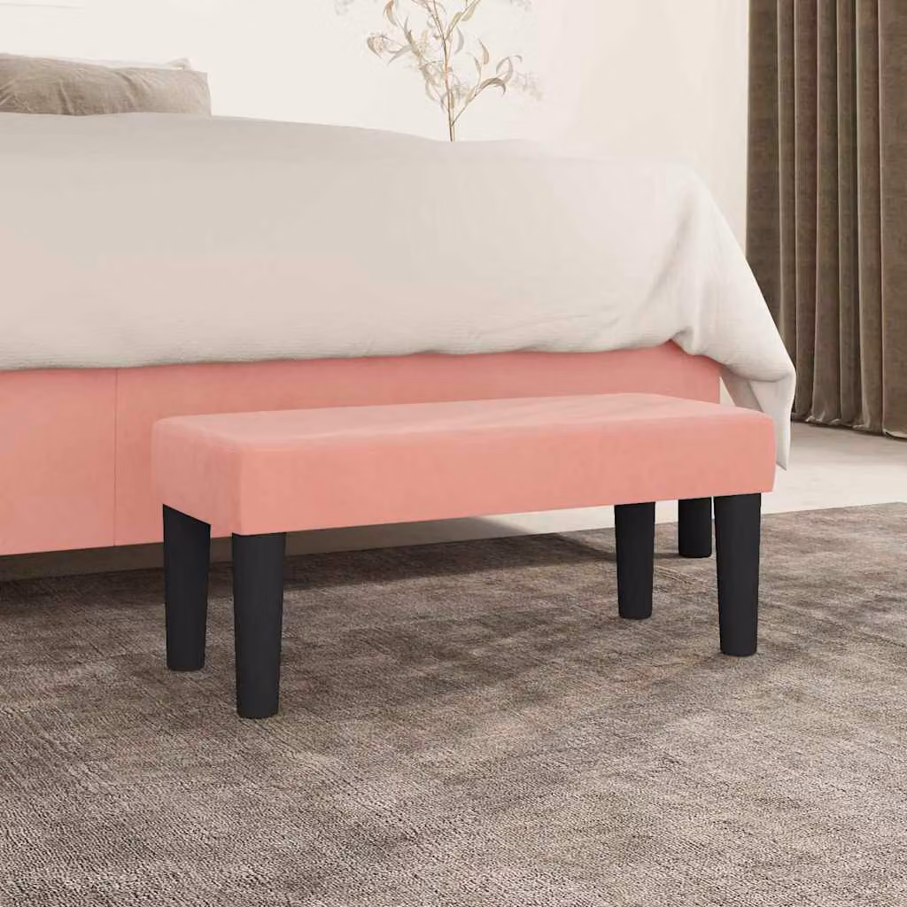 Panca moderna vidaXL in velluto rosa L: 70 cm, P: 30 cm, H: 30 cm