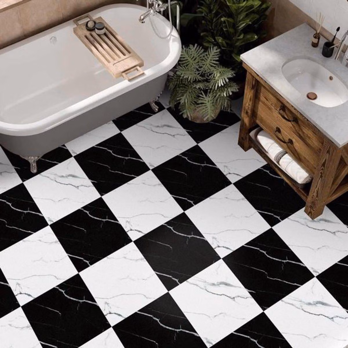 Adesivi per pavimenti - Antiscivolo - Autoadesivi - PVC - 10 pezzi, 30x30 cm - Adesivi per pavimenti