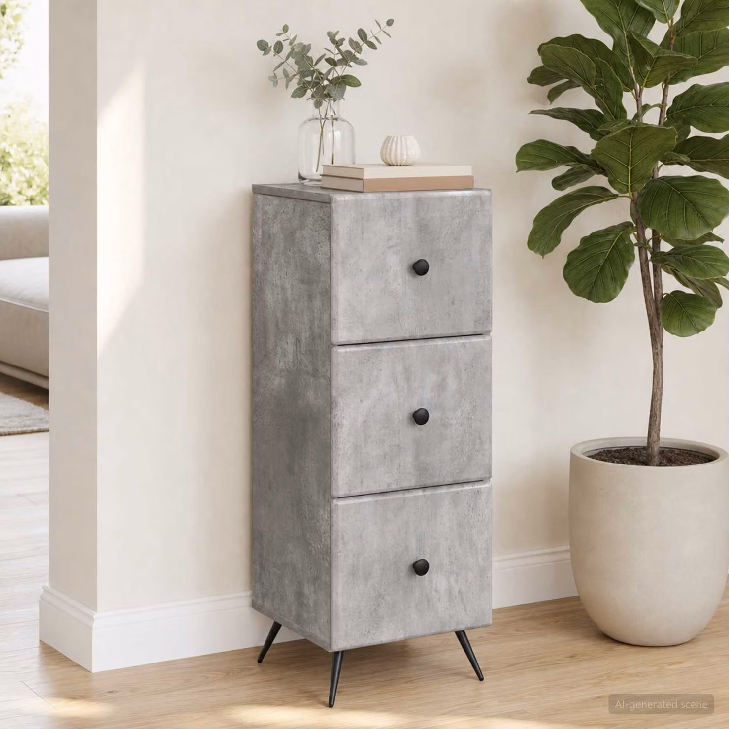 Carrello mobile con cassetti vidaXL in grigio cemento L 33 cm, P 34,5 cm, H 90 cm