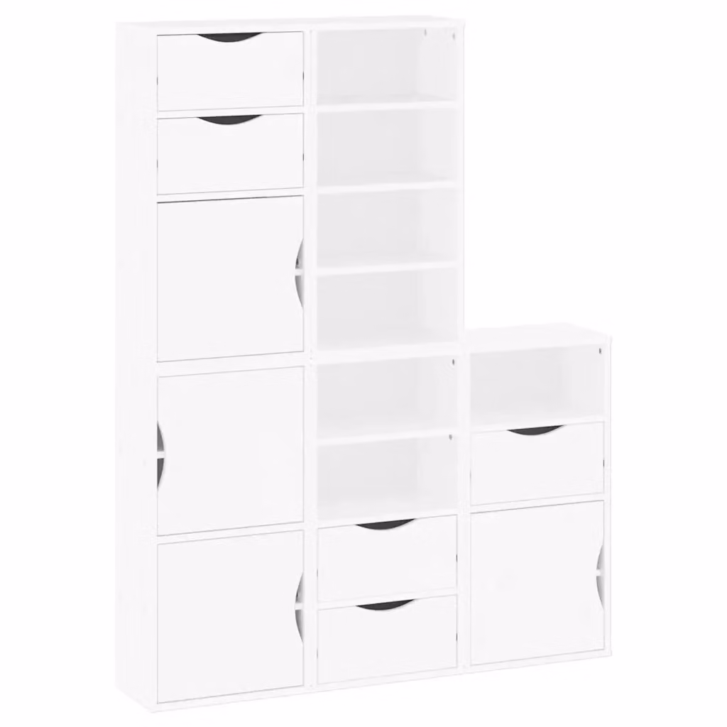 Set di 5 armadietti laterali vidaXL ODDA in legno di pino bianco, modello da parete con ante a battente, L: 40 cm, P: 24 cm, H: 79 cm – 2