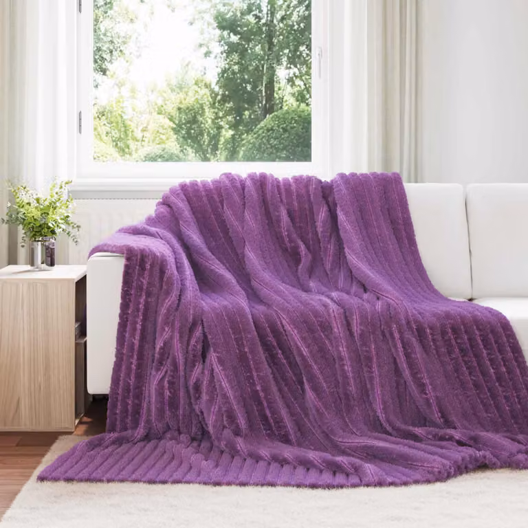 Set di 6 coperte in pile vidaXL viola L 270 cm x P 240 cm