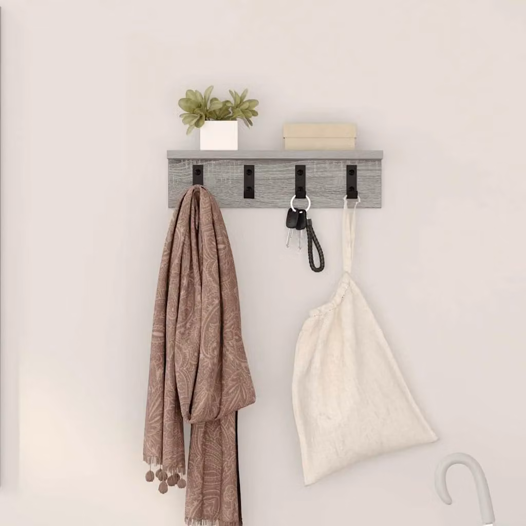 Appendiabiti a muro moderno vidaXL in MDF Grigio, L 40 x P 10,5 x H 10,5 cm