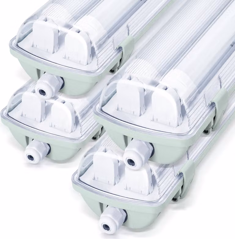 Clanmacy 4X LED a prova di umidità apparecchio di illuminazione diffusore 120cm 2 x 18W T8 tubo bianco neutro 4500K IP65