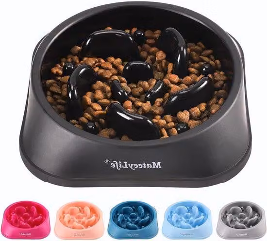 Alimentazione lenta per cani - Antinghiottimento - Cibo sano - Previene i problemi digestivi - Comoda ciotola - Nero
