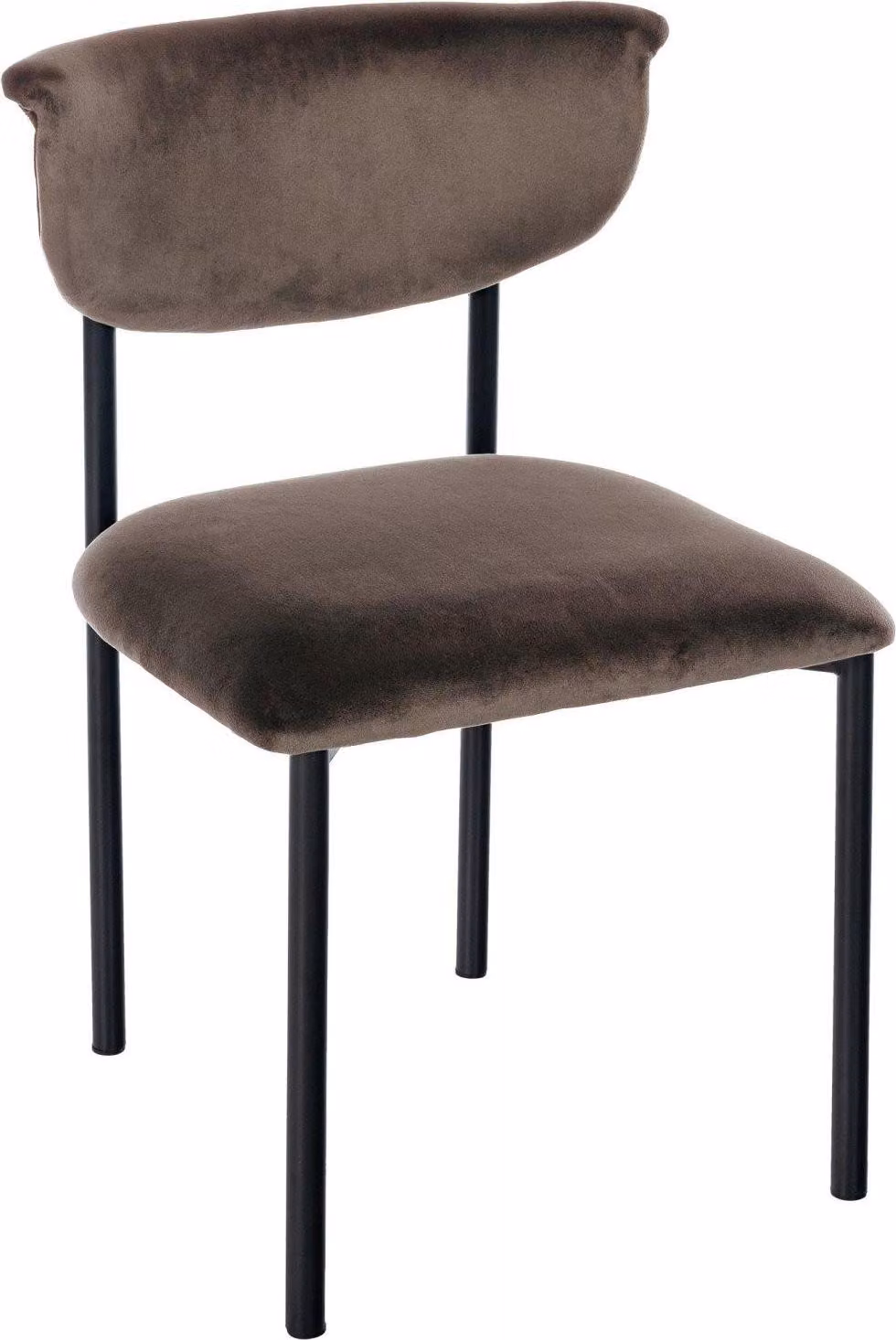 Sedia da pranzo in velluto - seduta imbottita - elevato comfort di seduta, struttura in metallo nero | colore: marrone