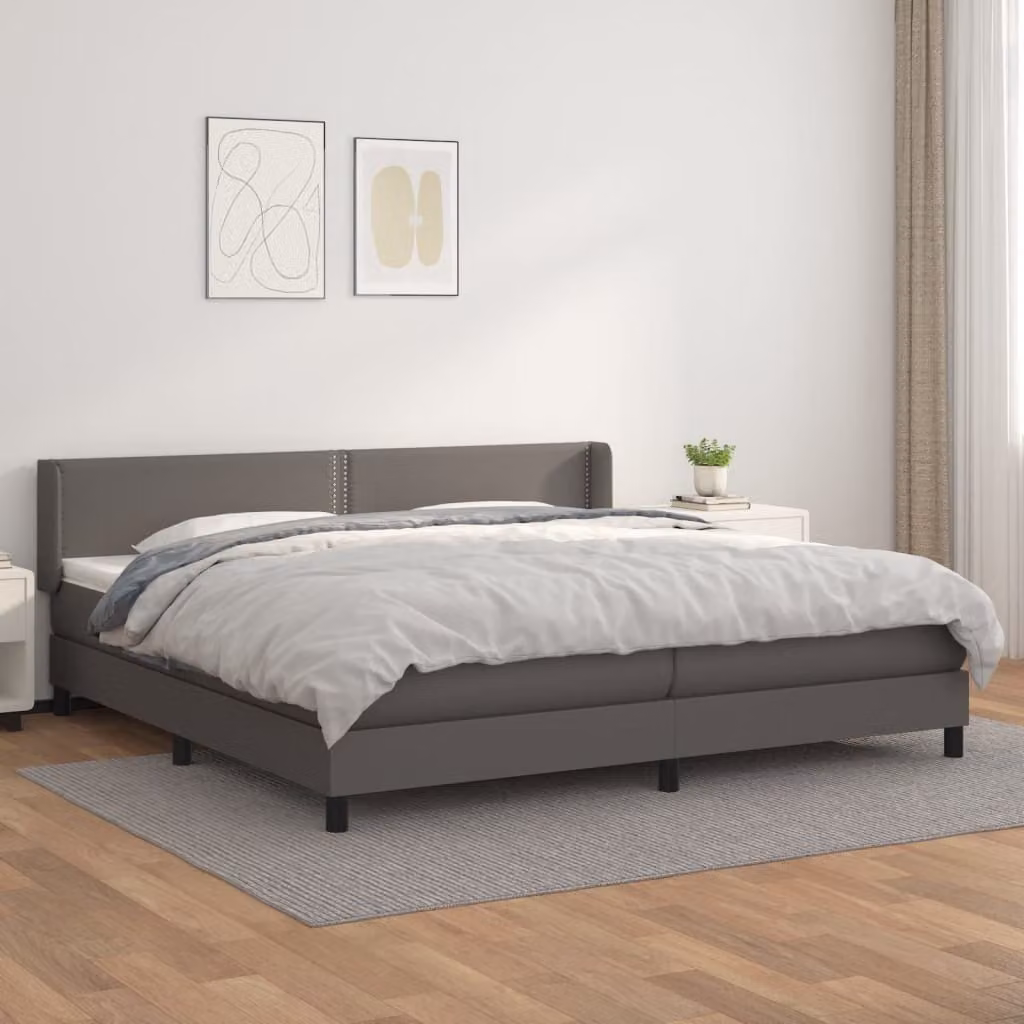 Maison Exclusive - Giroletto a Molle con Materasso Grgio 200x200 cm in Pelle finta