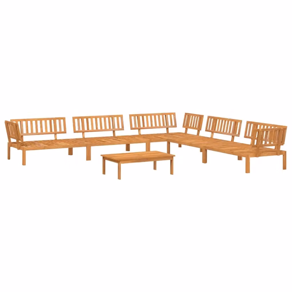 Set Divano da Giardino vidaXL in Legno di Acacia Marrone con Cuscini, 6 Pezzi, Design a L con Tavolino e Elementi Angolari – 2
