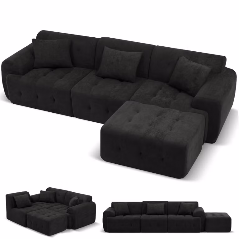 Divano ad angolo COMHOMA, 245 x 60 x 40 cm, divano modulare con funzione letto, divano letto, divano a L per soggiorno, imballato sottovuoto, combinabile in modo flessibile