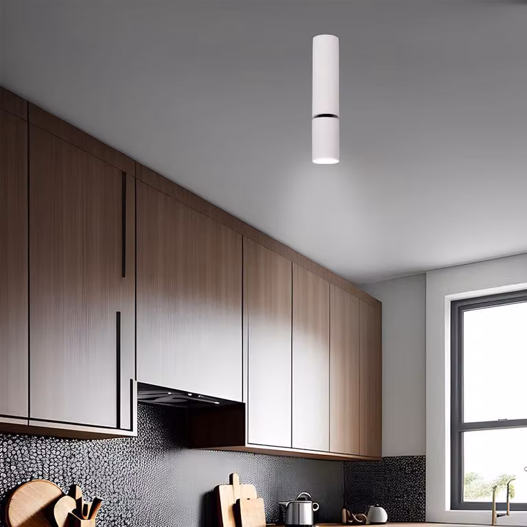 Lampada da soffitto a LED, alluminio, bianca, con faretti orientabili, altezza 23 cm