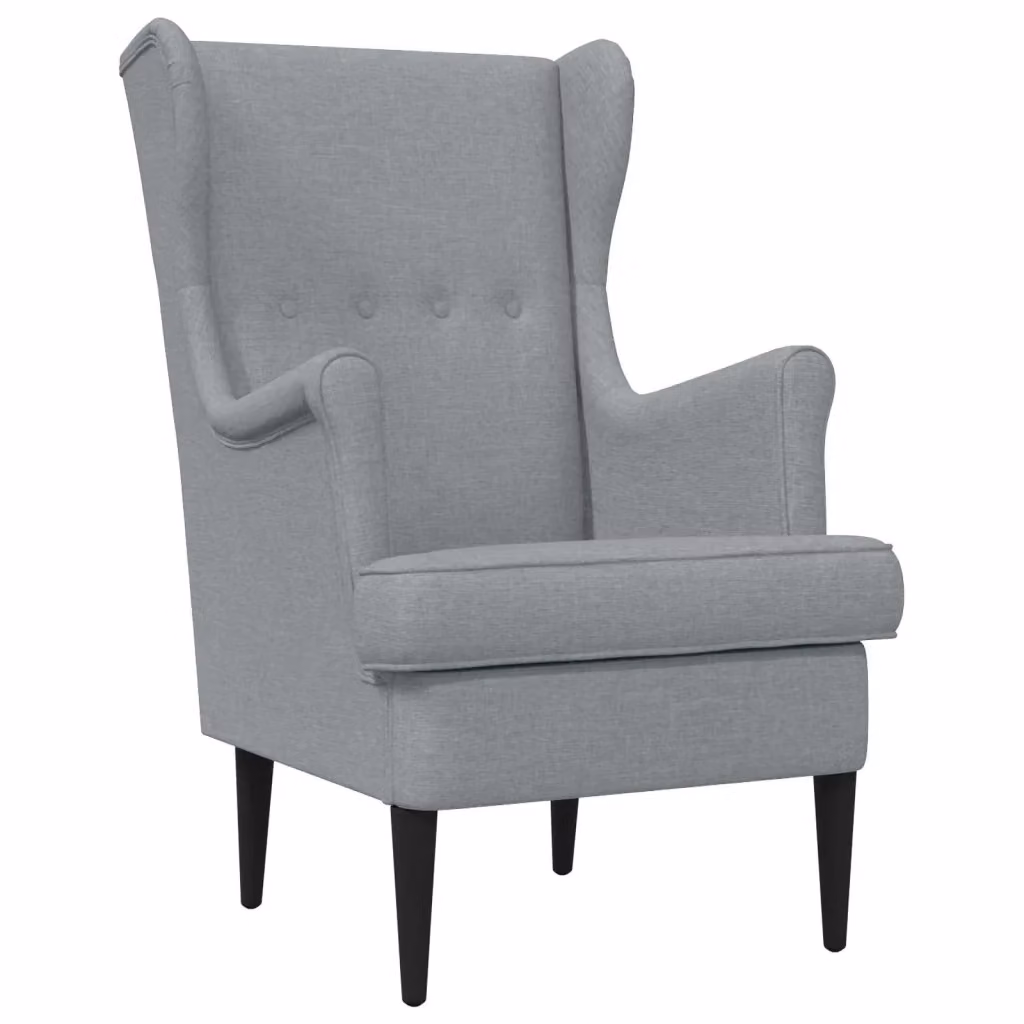 Poltrona Lounge Mid-Century in Tessuto Grigio con Braccioli e Struttura in Legno e Metallo – 2
