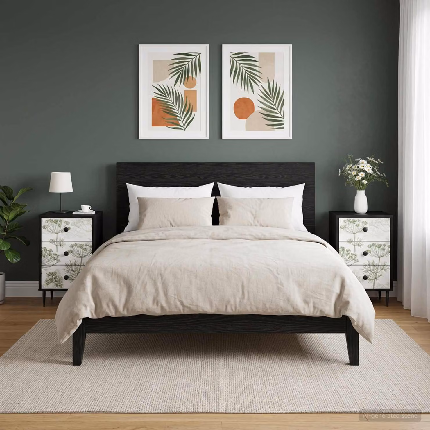Set di 2 Armadi da Notte vidaXL GOTHA Moderno Rovere Nero L/P/H: 36 x 33 x 61 cm
