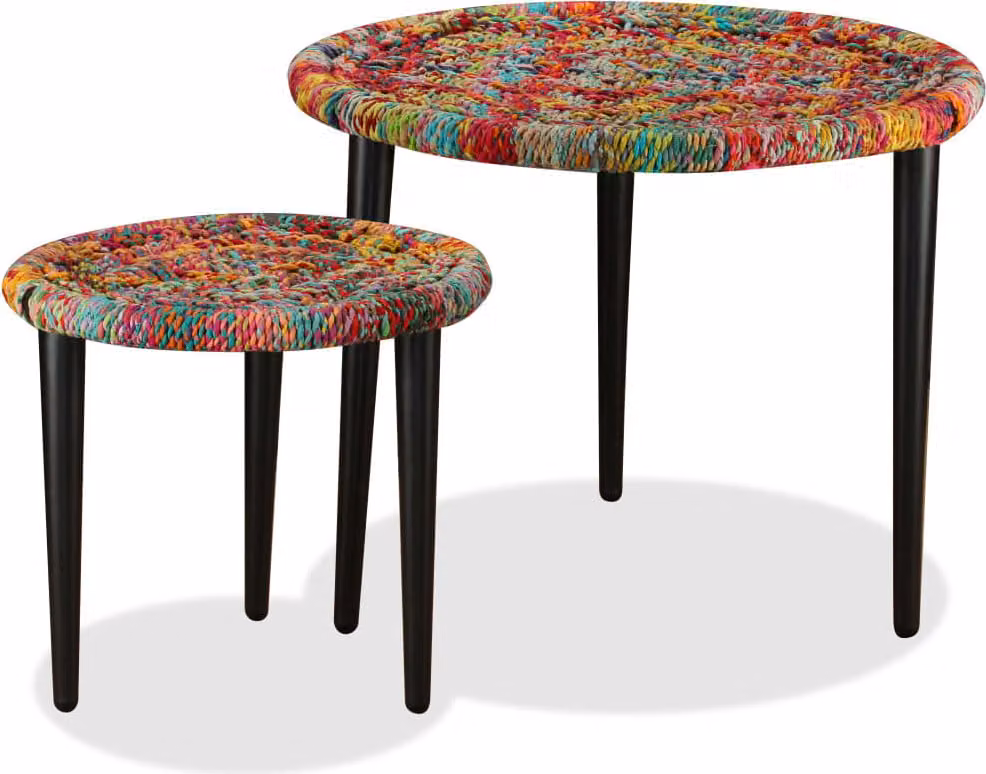 Maison Exclusive - Set di 2 tavolini da salotto con dettagli Chindi, multicolore