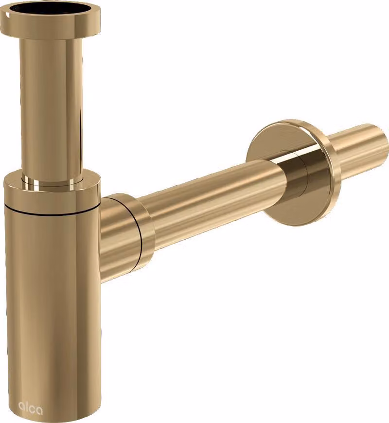 AlcaDrain Design Siphon 1 1/4" rund, Ganzmetall Gold glanz