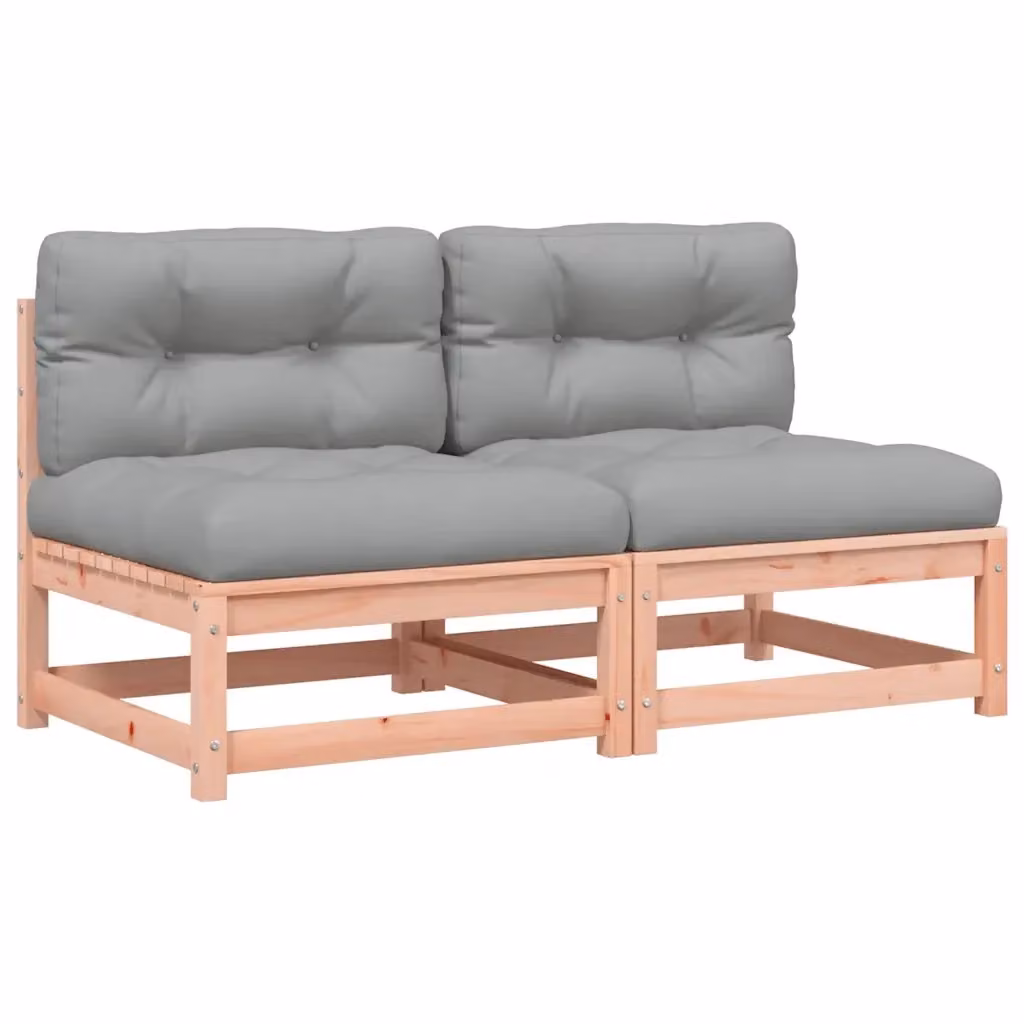 Set di 2 divani da esterno moderni in legno di Douglas con cuscini grigi per giardino e terrazza – 2