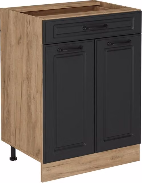 Mobiletto base per cucina Vicco R-Line Antracite e Rovere con cassetto, senza piano di lavoro, L: 60 cm