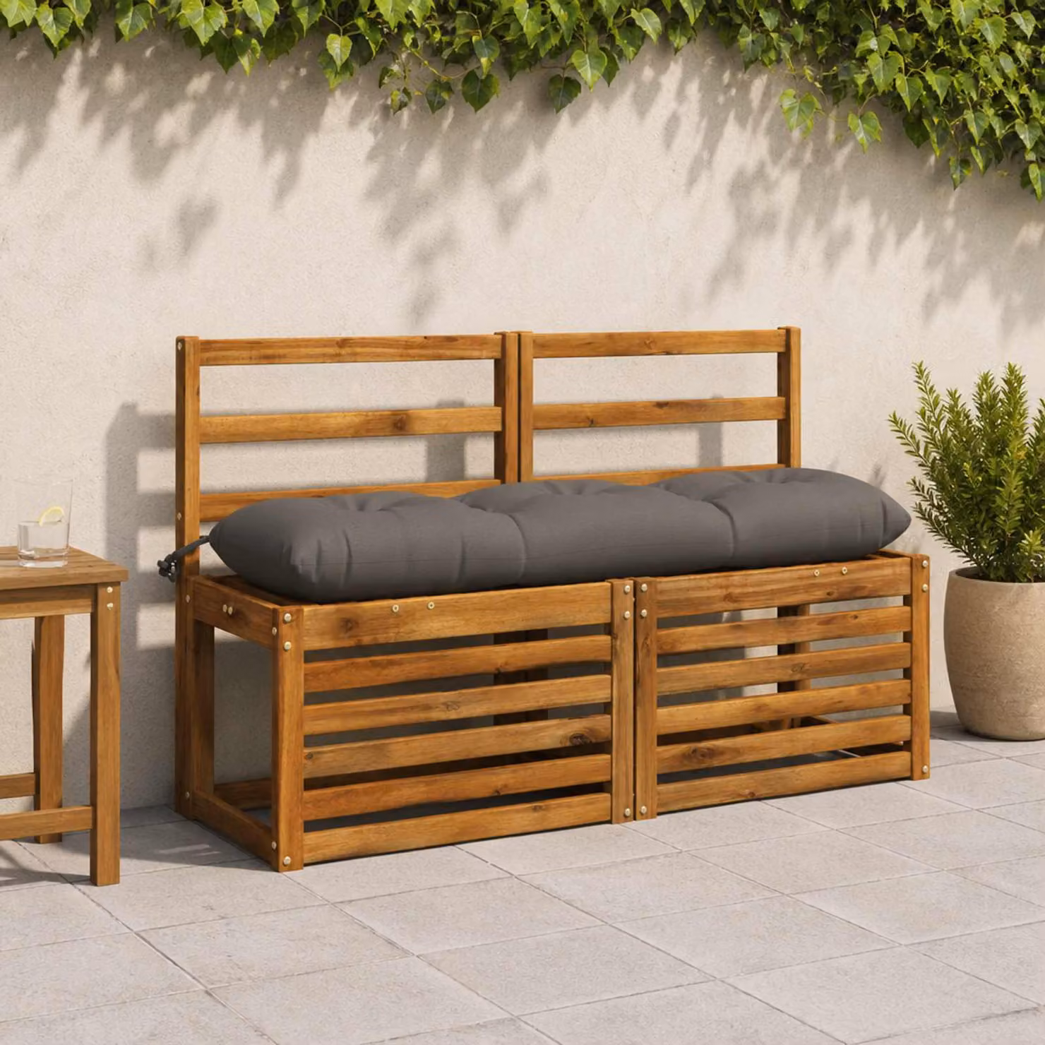 Cuscino per panchina vidaXL VIANEN in poliestere grigio con rivestimento rimovibile e resistente ai raggi UV
