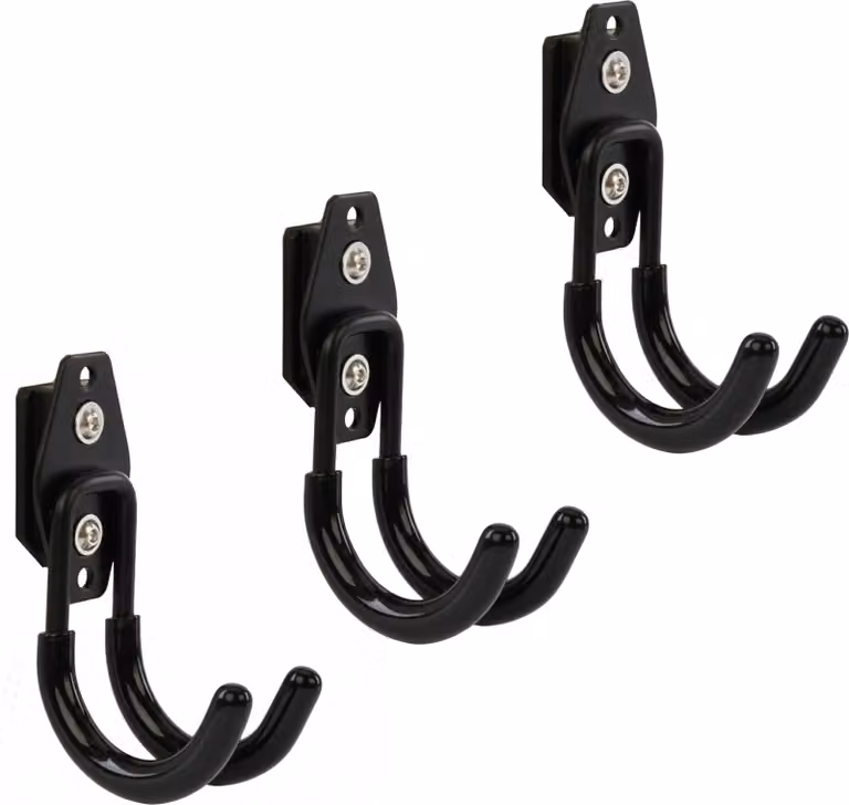 Set di 3 ganci portautensili BOTLE per sistema di valigette Qbrick per utensili elettrici, a forma di U 7 cm, stabili con rivestimento in PVC, per garage, capanni, ganci per abiti e rulli per verniciatura, ganci doppi, portata fino a 40 kg
