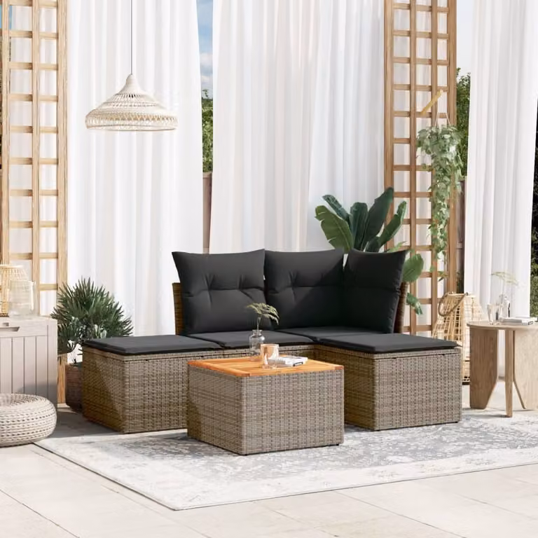 Maison Exclusive - Set divani da giardino 5 pezzi con cuscini grigio polyrattan