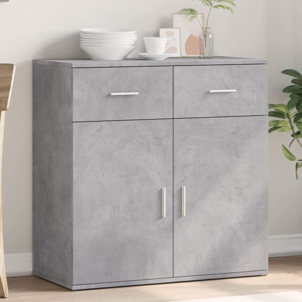 Credenza moderna vidaXL in legno e MDF Grigio opaco L: 79 cm, P: 38 cm, H: 80 cm
