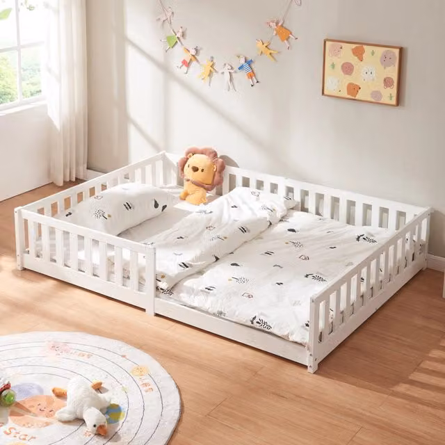 Letto Montessori Tanna per cameretta in legno di pino bianco en.casa L/P: 140 x 200 cm