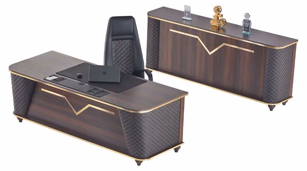Komplett Schreibtisch Bürostuhl Sideboard Braun Schwarz Arbeitszimmer