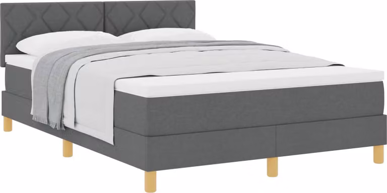 Letto a molle con cuscino Grigio scuro 160 x 200 cm Tessuto