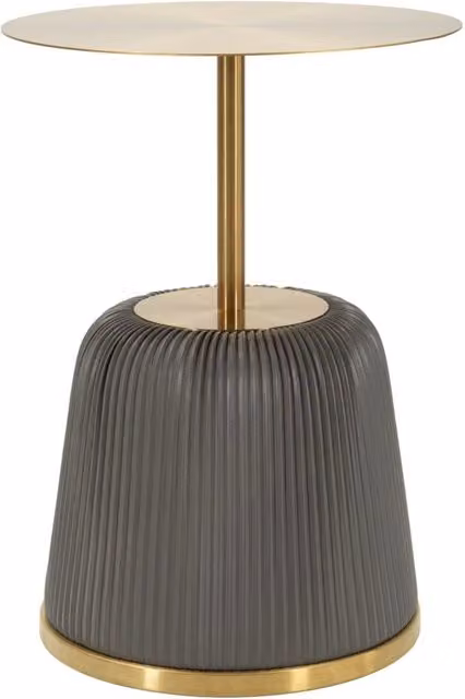 Tavolino rotondo moderno GIORDANOSHOP in metallo e plastica, colore grigio e oro, Ø 40 x H 55 cm