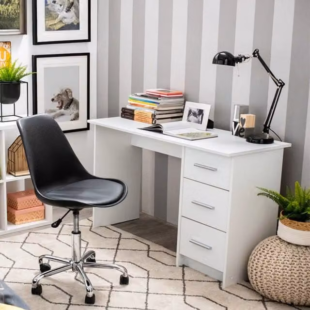 Scrivania DMORA con ripiano Bianco L: 121 cm, P: 50 cm, H: 74.5 cm – 1