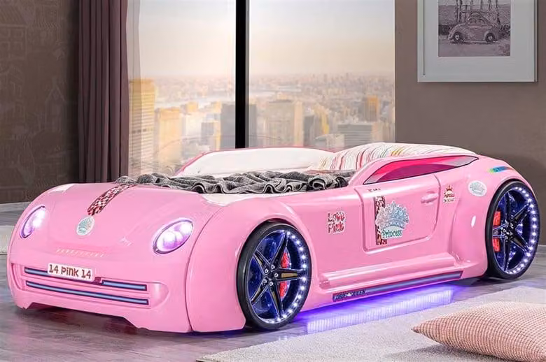 Letto elegante per bambine Letto a forma di automobile Letto di design Letti in plastica