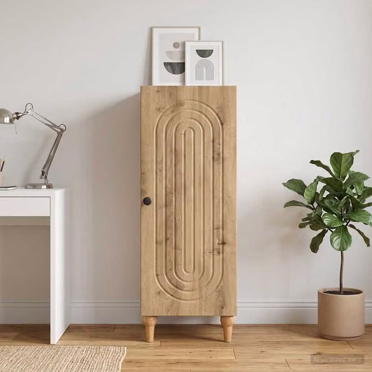 vidaXL Credenza Moderna in Legno e Metallo Marrone L: 33 cm, P: 34,5 cm, H: 90 cm