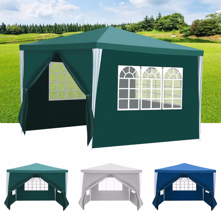 Jayseuw 3 x 3 m gazebo da giardino con 4 pannelli laterali tenda portatile impermeabile tenda da festa, per giardino terrazza festa, verde