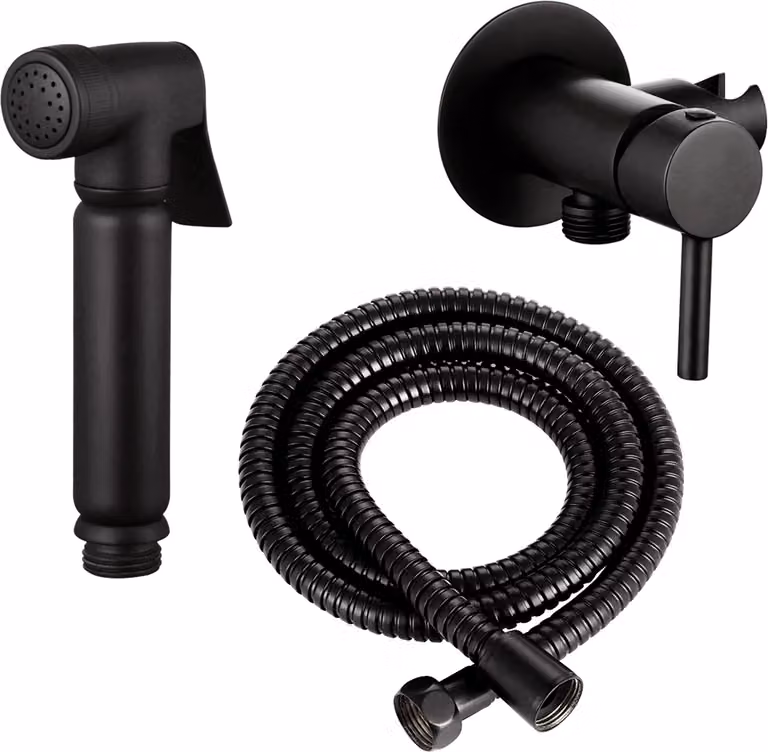 Set completo di doccetta per WC/bidet di design con miscelatore da incasso Mini in nero opaco