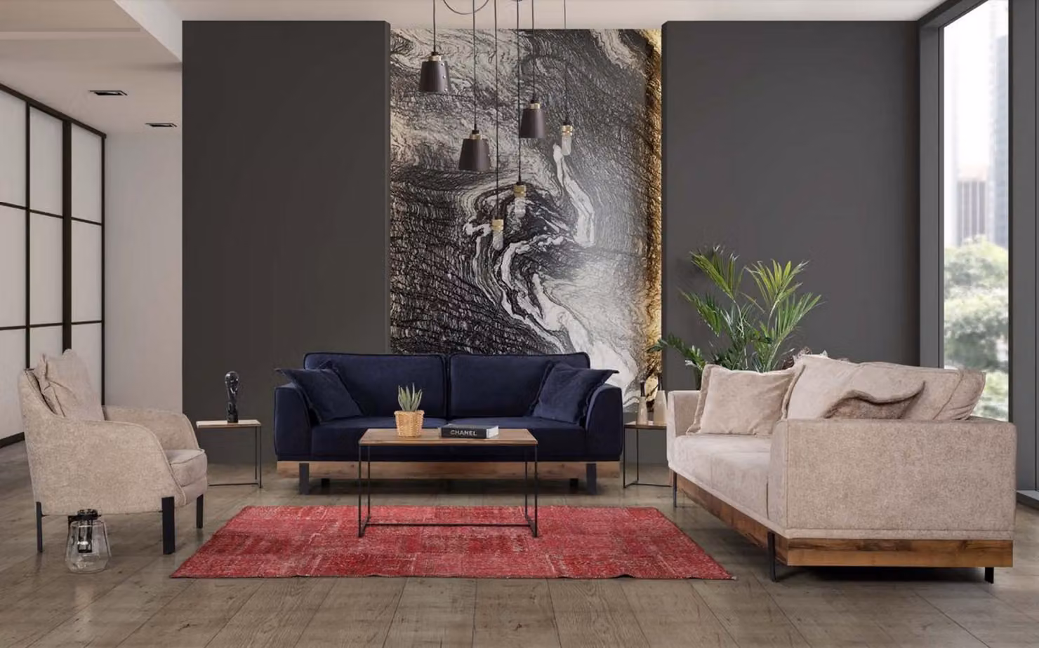 Sofagarnitur Sofa Sessel Sofas Dreisitzer 3+3+1 Sitzer Garnitur Modern
