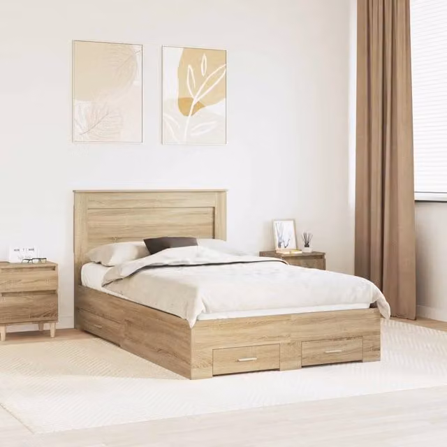 vidaXL Struttura del letto moderna con cassetto in legno marrone L 90 cm x P 200 cm
