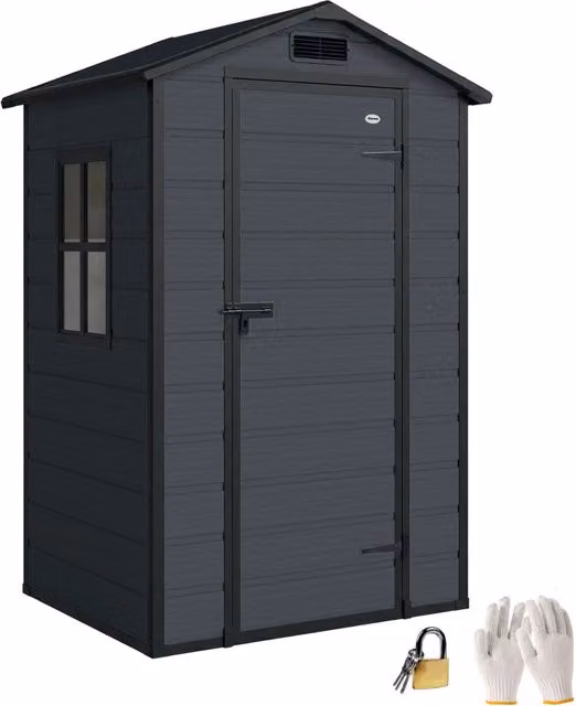 Casetta per Attrezzi Giardino 2 Ingressi ¨C Zephmum ¨C Grigio PP Alluminio 128x104x196