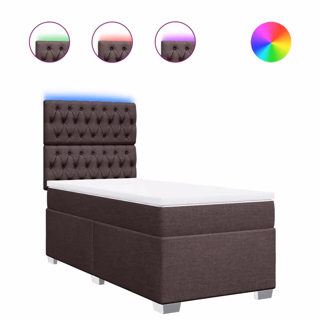 vidaXL Letto Ibrido con Materasso in Tessuto Marrone e Bianco L/P/H: 200 x 90 x 150,5 cm – 2