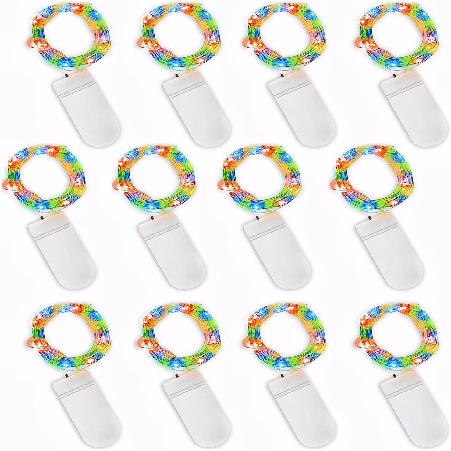 12 mini-catene luminose, lunghezza 2 metri, 20 LED, multicolore, alimentate a batteria