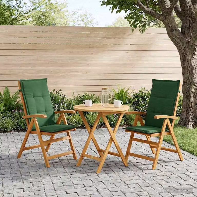 Set di 2 sedie da giardino reclinabili vidaXL in legno di acacia naturale con cuscini inclusi