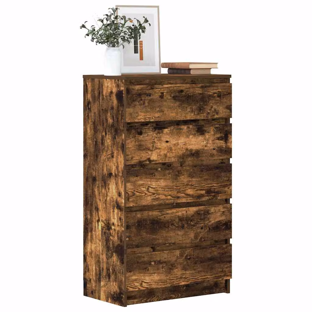 Cassettiera vidaXL in Legno Multistrato e MDF, Colore Rovere Fumo, L: 60 cm, P: 36 cm, H: 103 cm