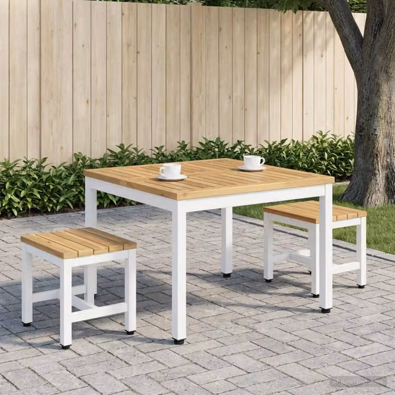 vidaXL Tavolino da salotto in legno di acacia bianco L/P/H: 60 x 60,5 x 36 cm