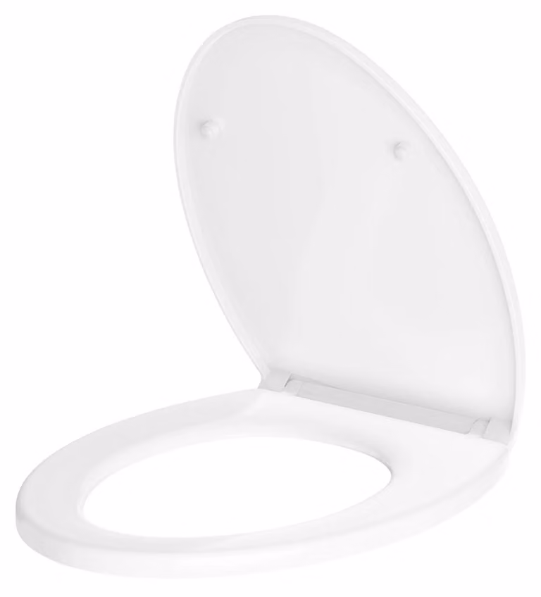 Copertura universale per WC - Forma a "O" avvolgente - Sistema di chiusura ammortizzata "Soft-Close" - Plastica PP antibatterica - Chiusura rapida - Facile da pulire - Resistente fino a 150 kg