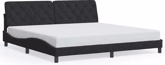 Letto matrimoniale | Letto per adulti | Giroletto senza Materasso Nero 200x200 cm in Velluto