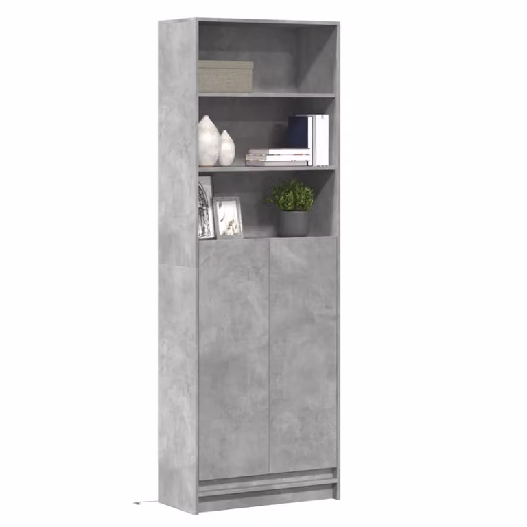 vidaXL Credenza Moderna con LED Grigio con Ante a Battente in MDF e Legno L/P/H: 69 x 32,5 x 200 cm